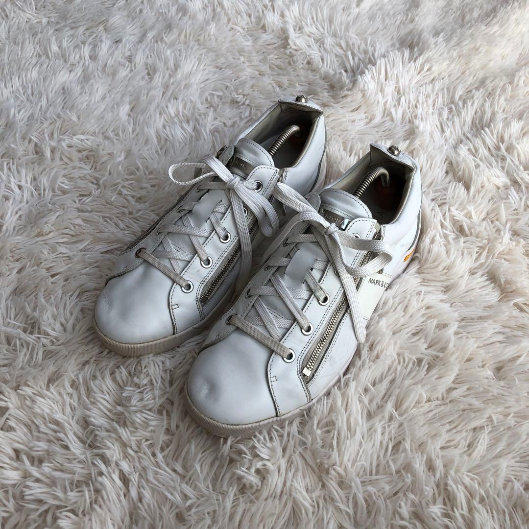 MARK&LONAマークアンドロナゴルフシューズジップスニーカーホワイト白