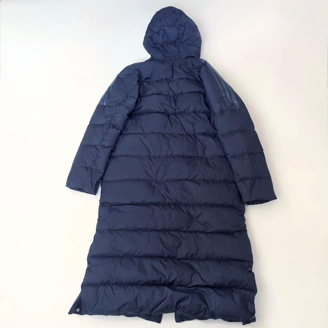 洗える　アディダス　メンズ　ダウン　ベンチコート　ネイビー XL 大きいサイズ