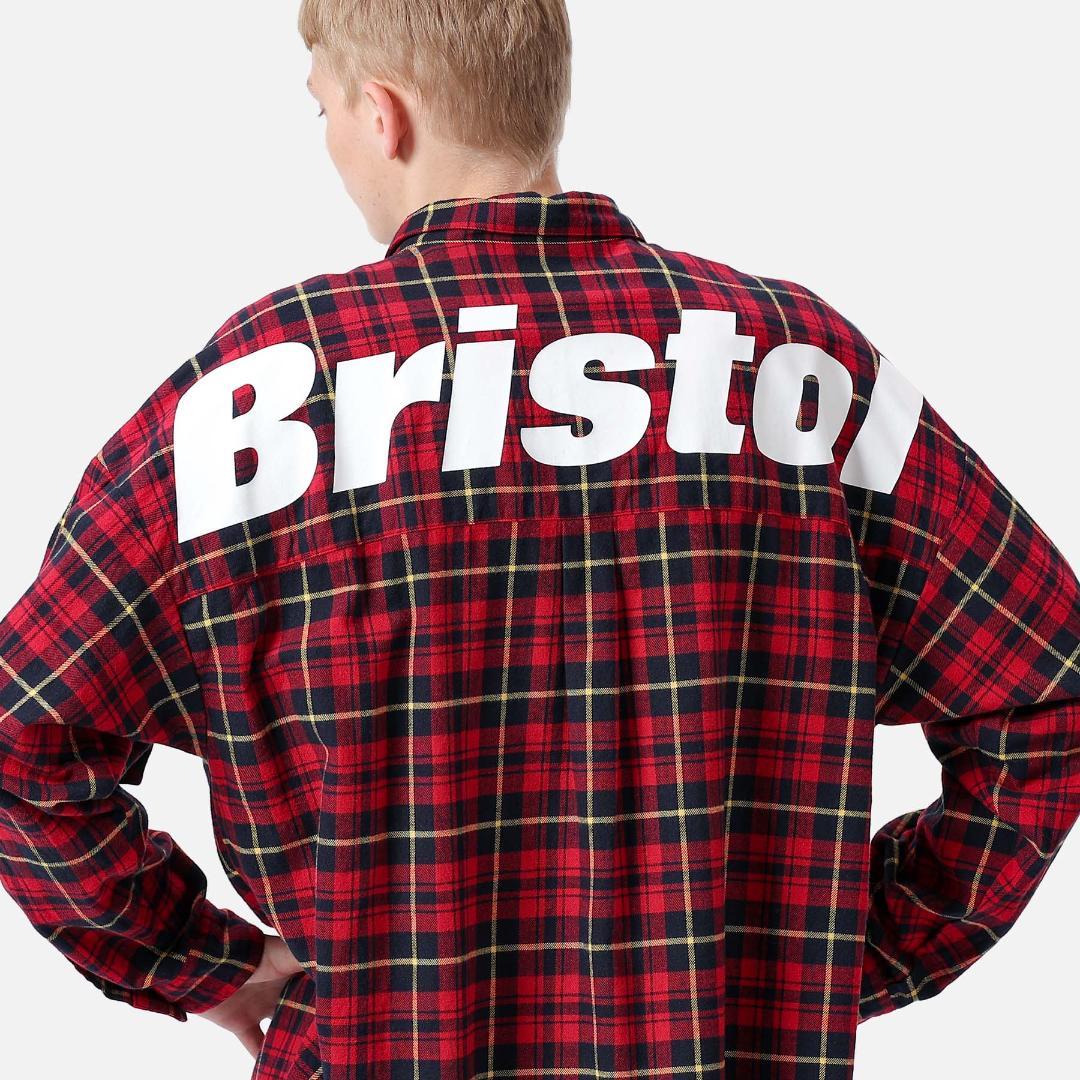 LサイズFCRB 22AWビッグロゴチェックシャツ赤系