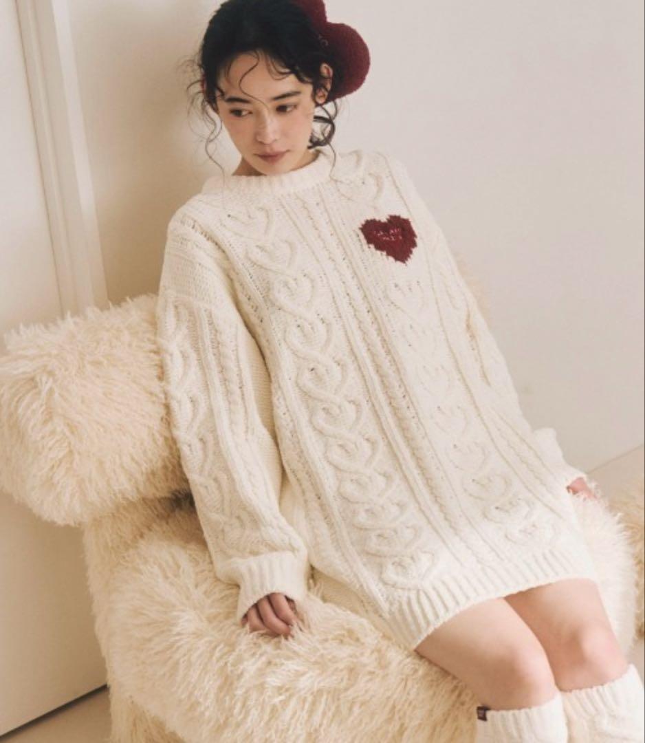 ジェラートピケ　ハートアランワンピース　靴下　セット　パジャマ