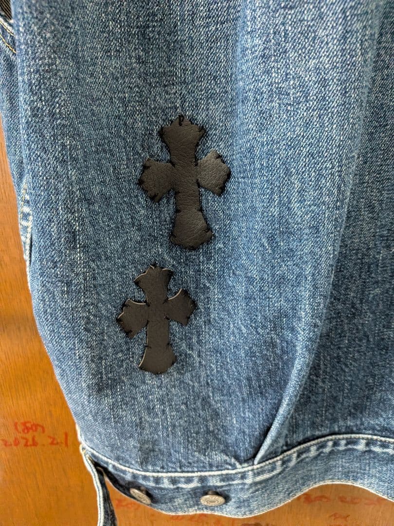 LEVI'S リーバイス サイズ38 デニムベスト クロスパッチカスタム