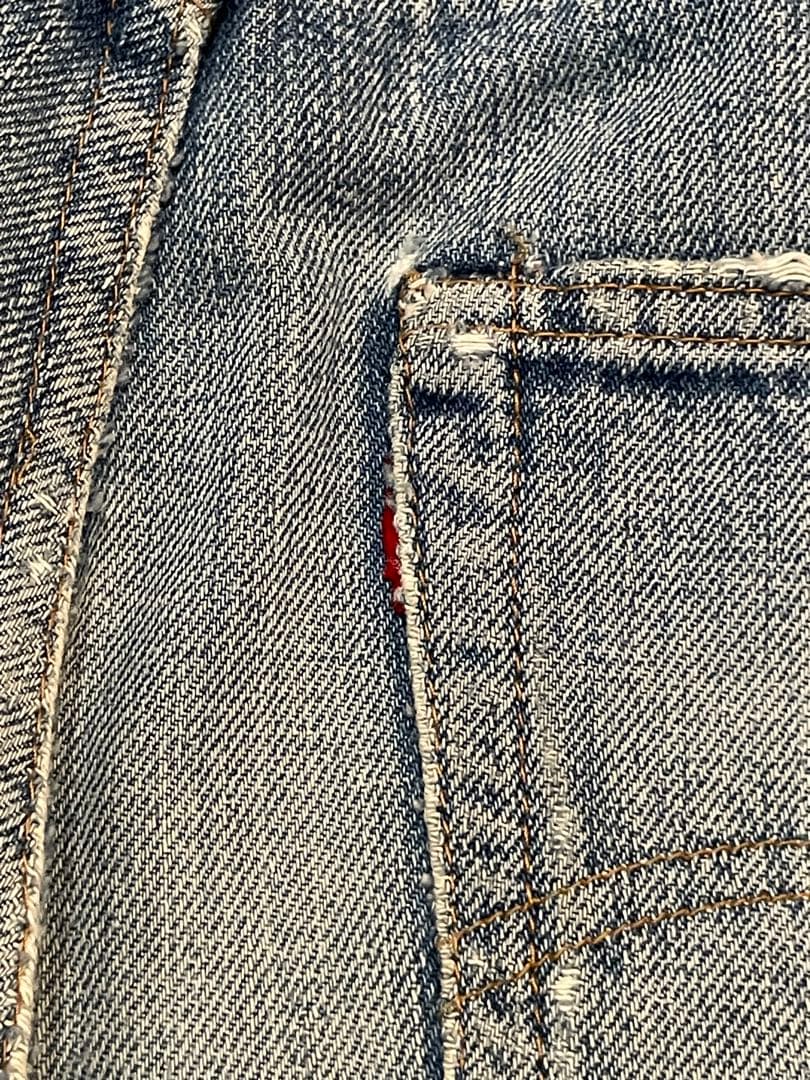 70sリーバイス501 66前期 赤耳　刻印6 オリジナル　縦落ち　襤褸　ヒゲ