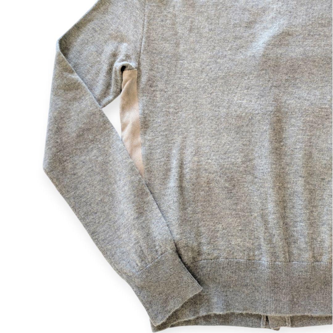 RALPH LAUREN PURPLE LABEL グレー革カシミヤカーディガン