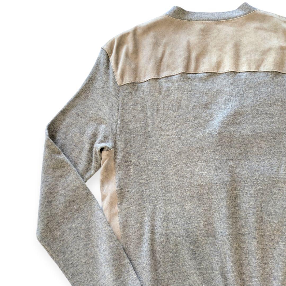 RALPH LAUREN PURPLE LABEL グレー革カシミヤカーディガン