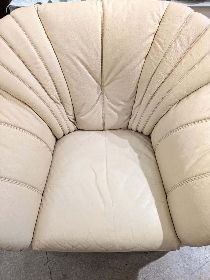 ①【高級30万】イタリア ellezza 本革 オールレザー 1人 ソファ 2脚