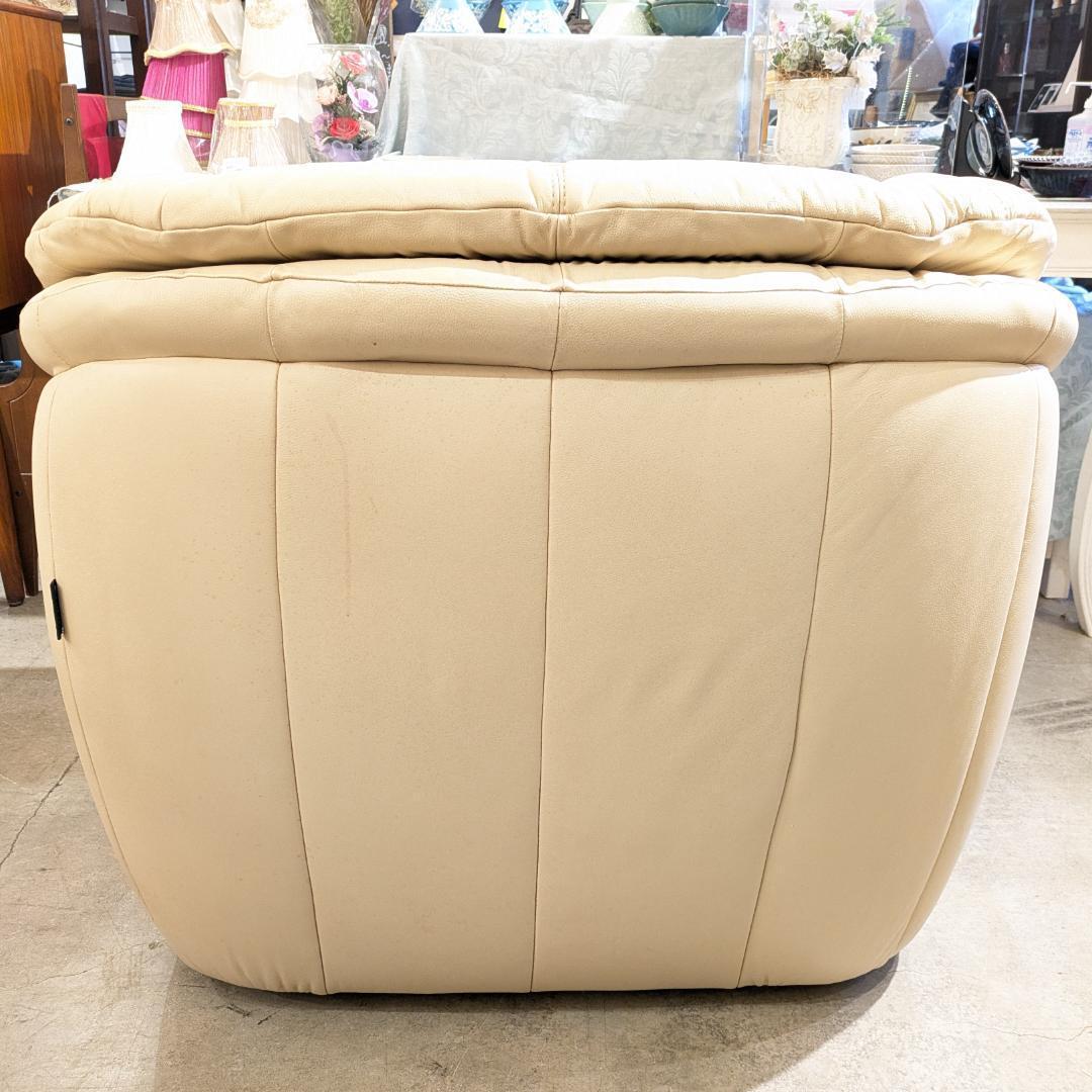 ①【高級30万】イタリア ellezza 本革 オールレザー 1人 ソファ 2脚