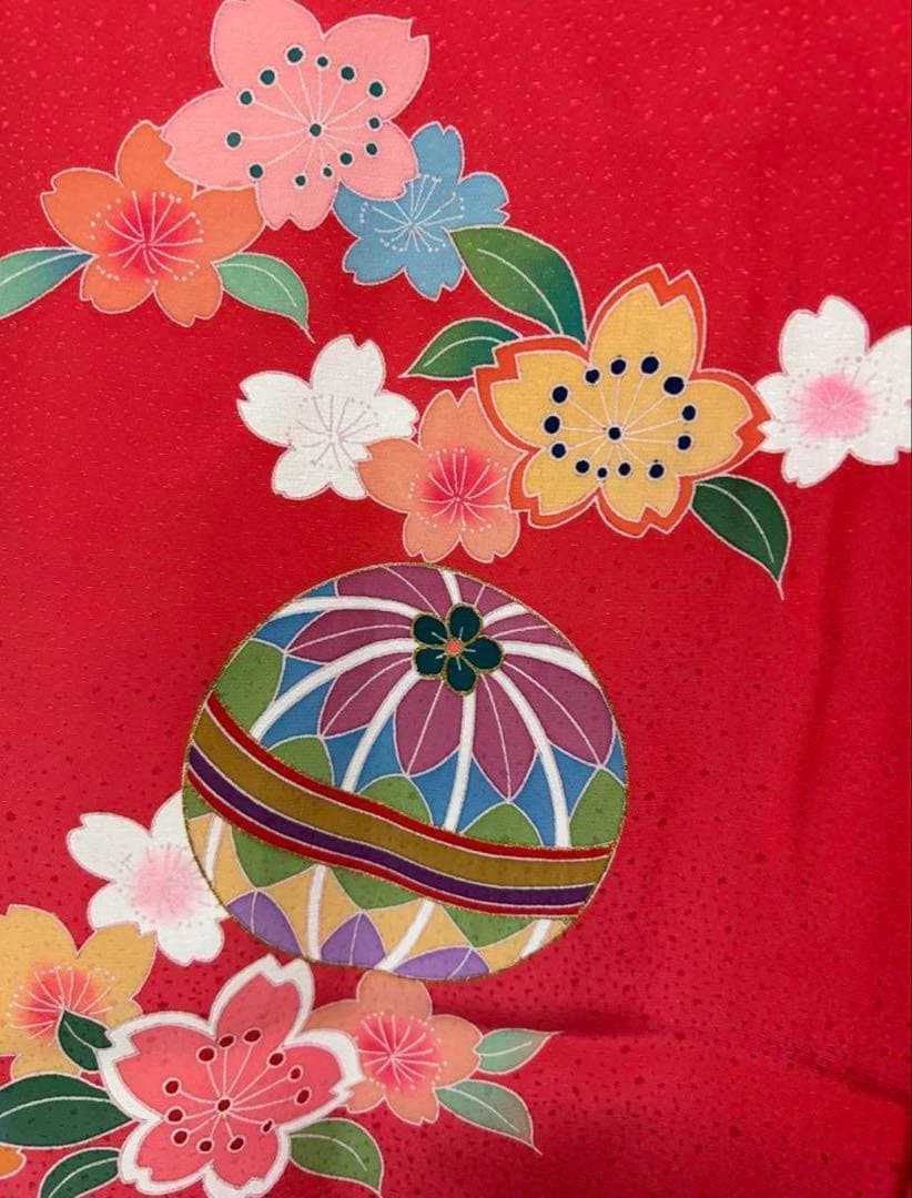 豪華逸品手描き友禅♡七五三　7歳　女の子　セット一式　ピンク朱色　ゴールド　正絹