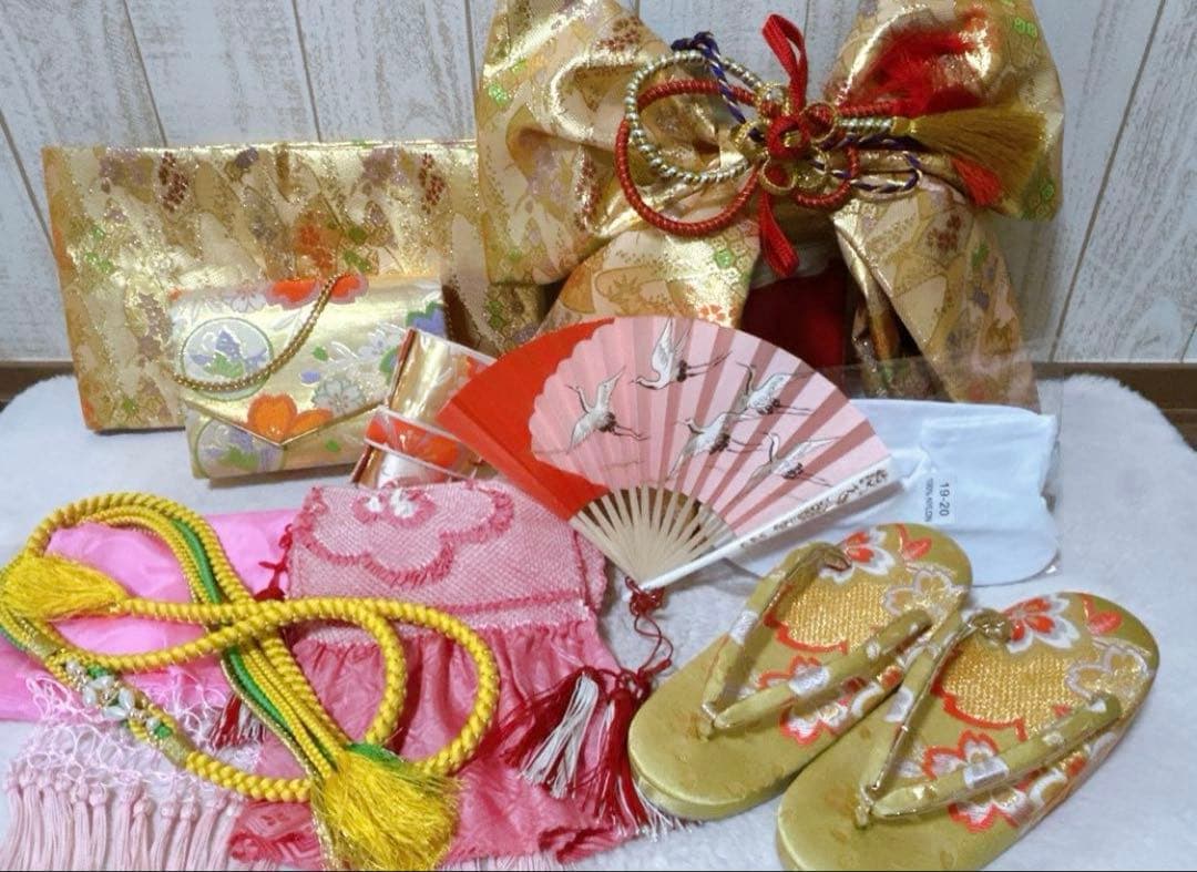 豪華逸品手描き友禅♡七五三　7歳　女の子　セット一式　ピンク朱色　ゴールド　正絹