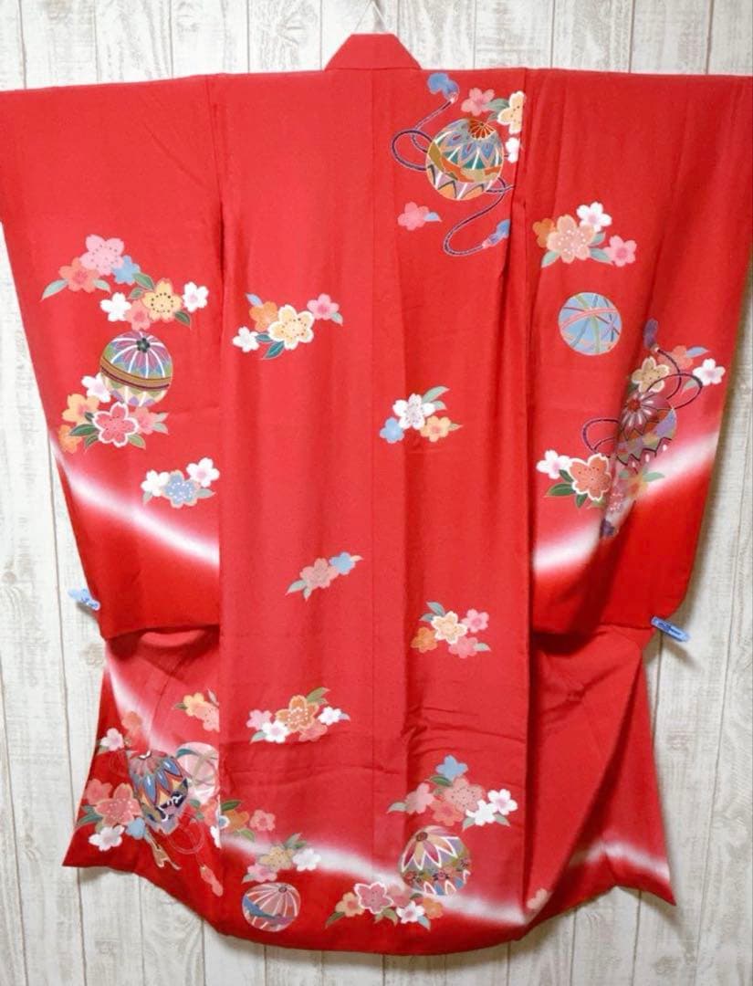 豪華逸品手描き友禅♡七五三　7歳　女の子　セット一式　ピンク朱色　ゴールド　正絹