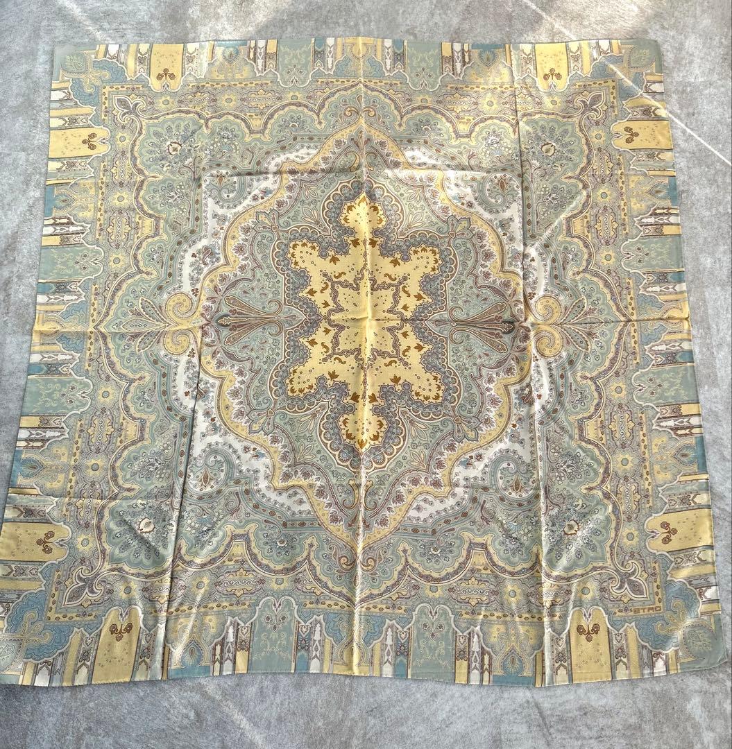 【美品】ETRO／エトロ シルク 大判ストール ・ショール　大判サイズ133cm