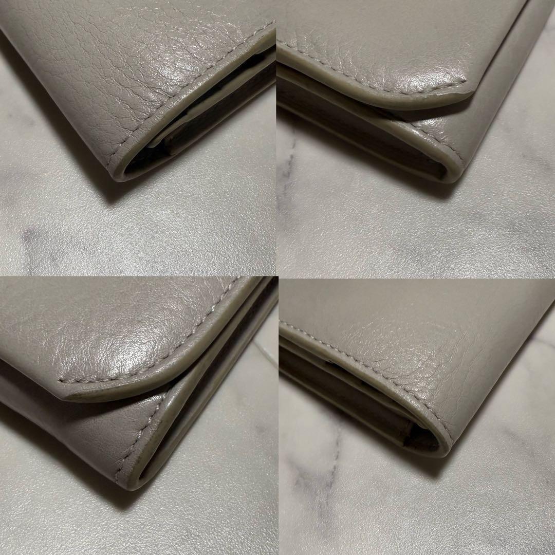 美品✨ヒロフ プラティカ 長財布 フラップ レザー 大容量 グレージュ