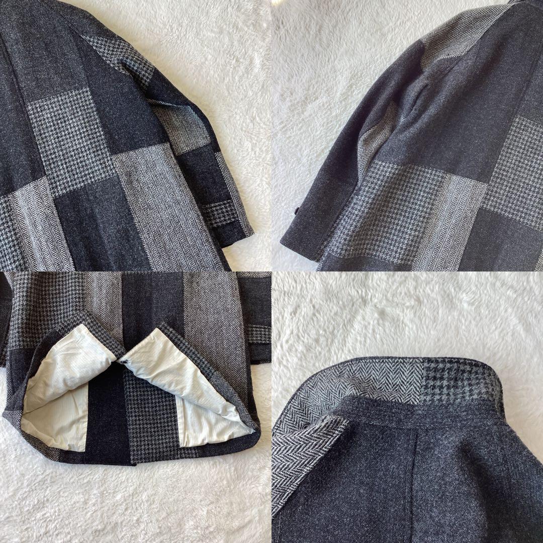 ビームスプラス ×ハリスツイード コート パッチワーク Lサイズ