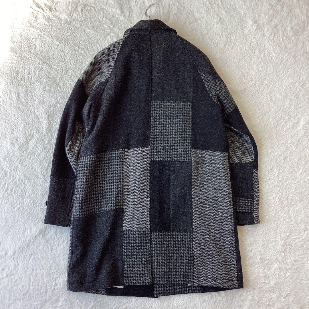 ビームスプラス ×ハリスツイード コート パッチワーク Lサイズ