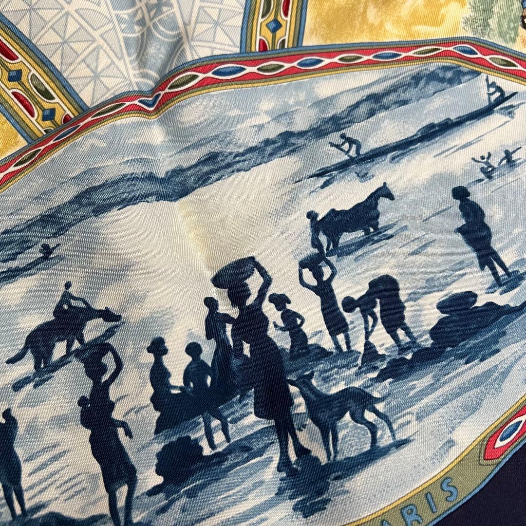 □エルメス□ カレ90「NAPOLEON（ナポレオン）」 スカーフ シルク 白