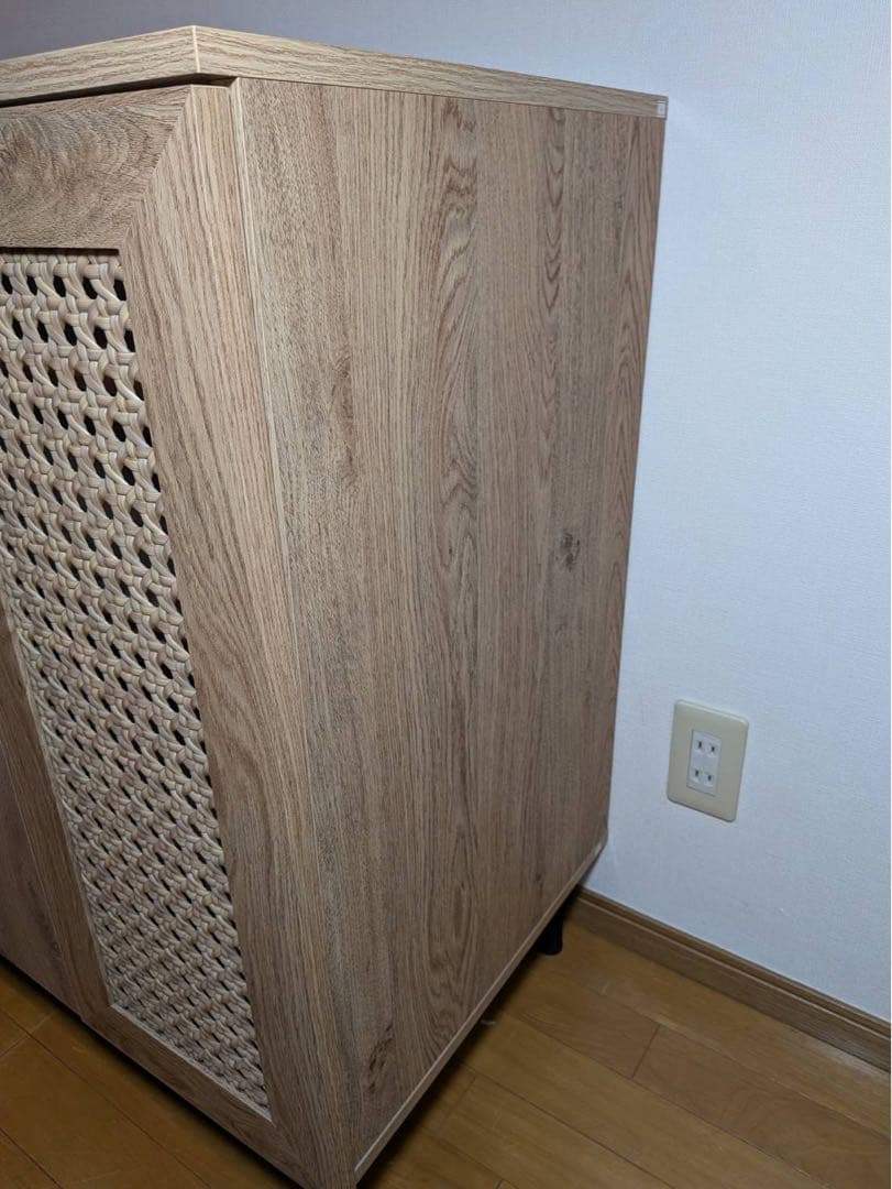 ■送料込■LOWYA ラタン調キッチンカウンター90 棚 収納台