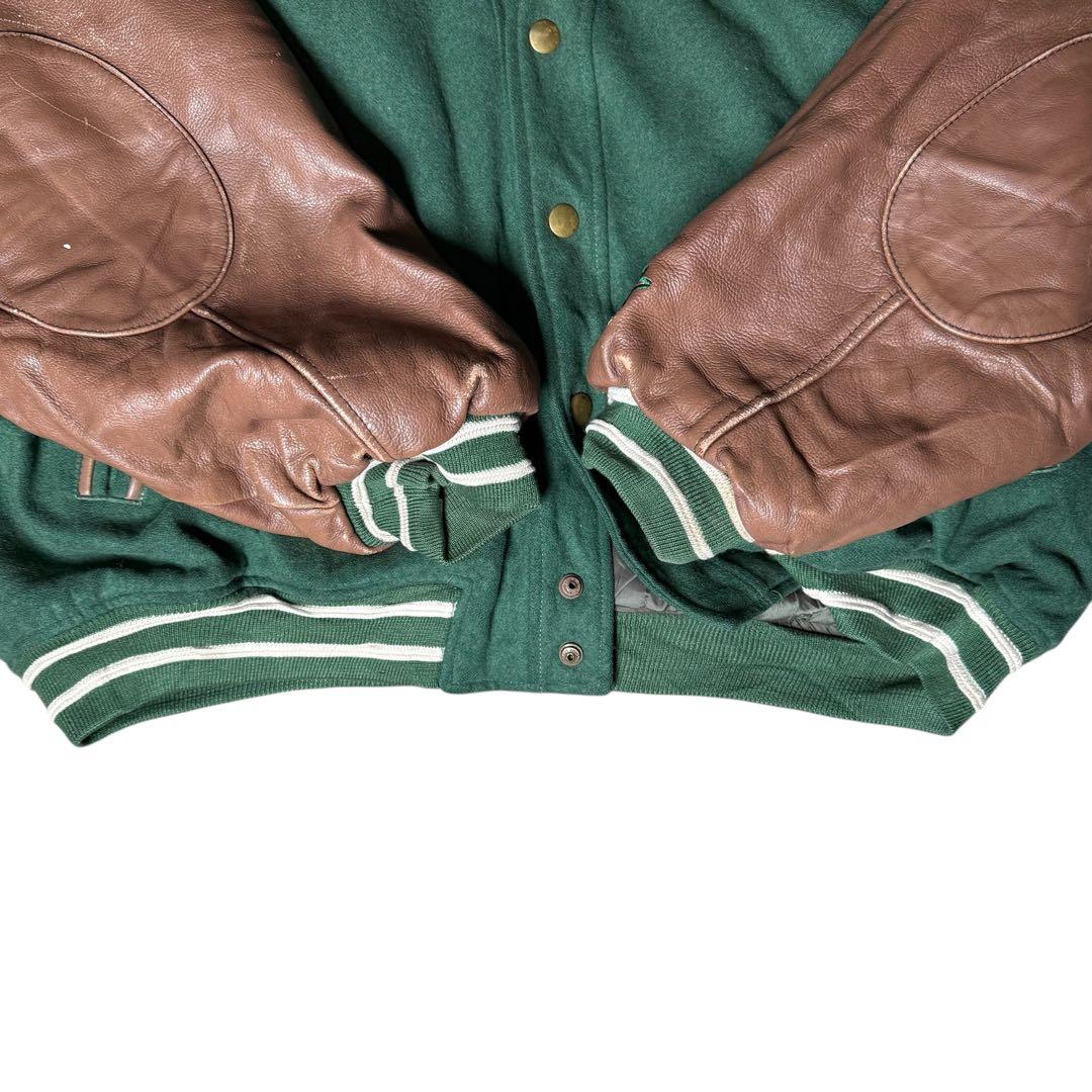 t413USA古着NFLグリーンベイパッカーズスタジャンレザーメンズXLサイズ