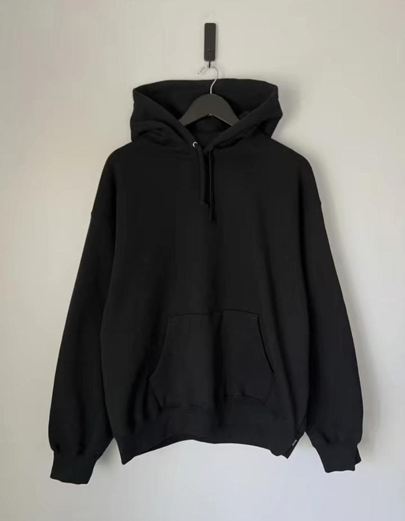 Supreme スウェットパーカー ブラック バックロゴ サテンアップリケ