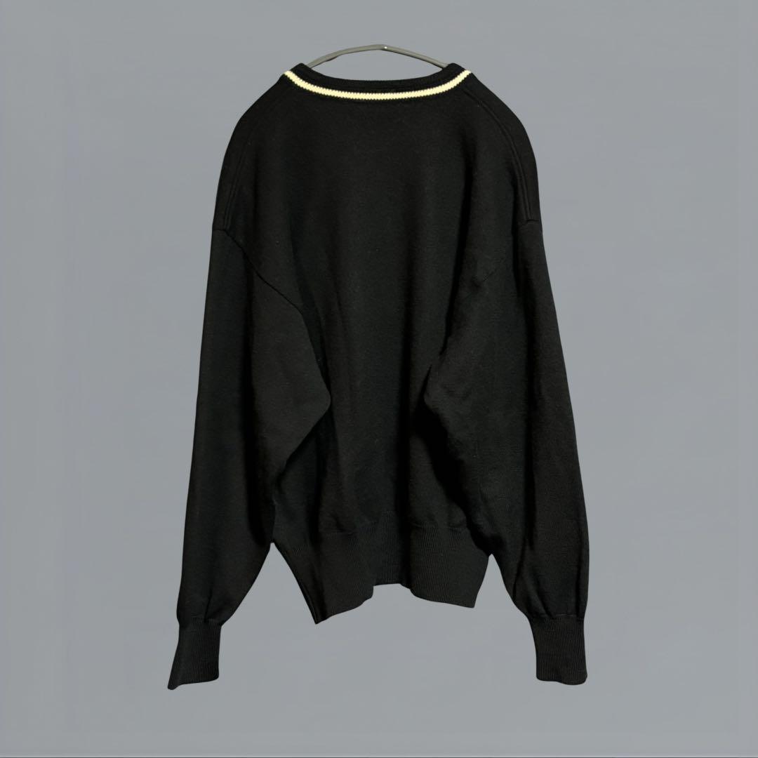 希少 ライカ製 Vネックニット 90s 黒 ドリスヴァンノッテン代理店 L