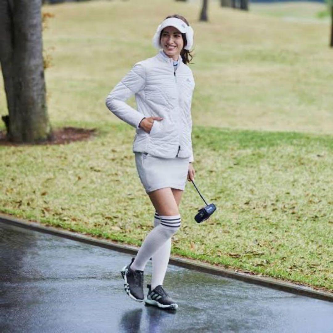 新品 レディースM adidasゴルフ保温 キルティング中綿ジャケット&スカート