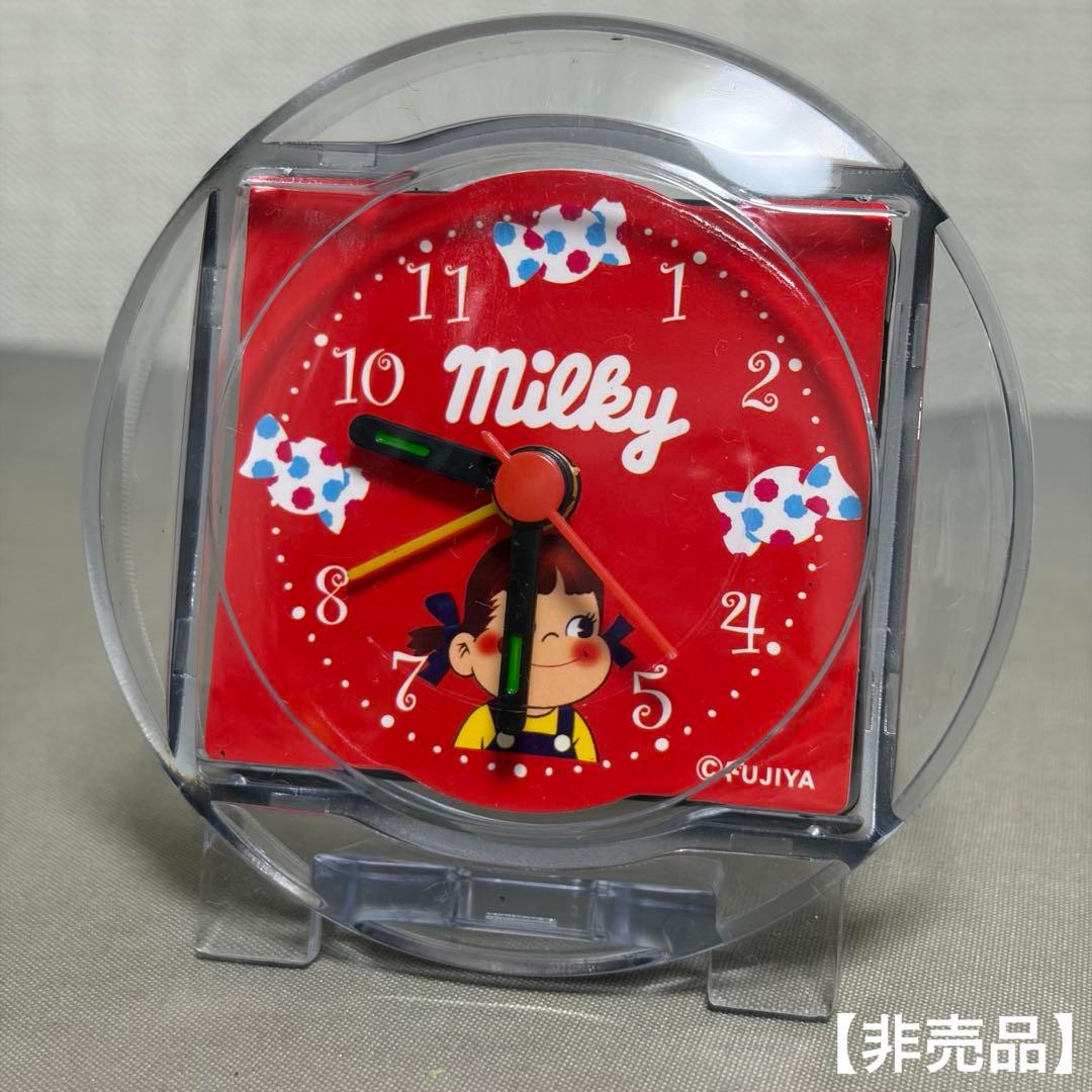 非売品】ペコちゃん ミルキー クロック 置き時計 アラーム付 - メルカリ