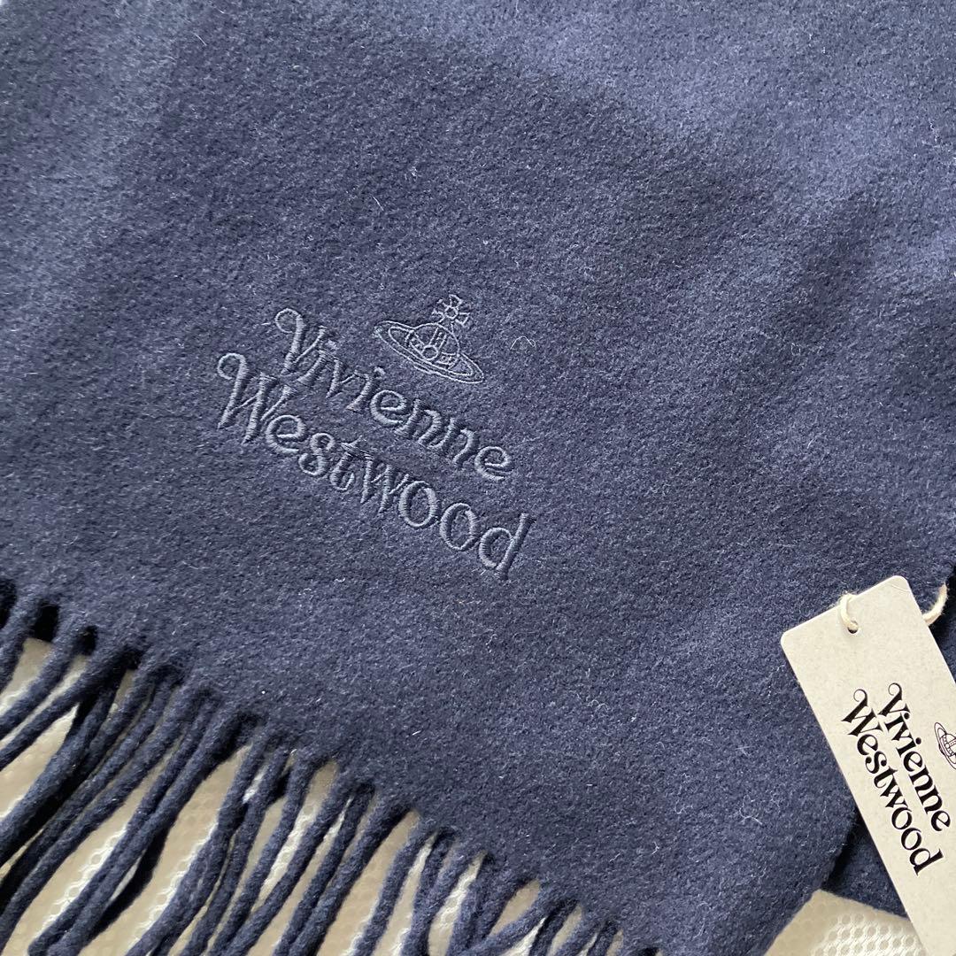 新品　ヴィヴィアンウエストウッド　マフラー　ウール　オーブ　ネイビー