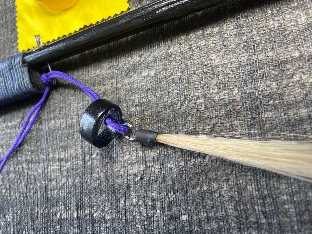 胡弓紫檀三折れ棹，胴花梨材，竹弓，付属品