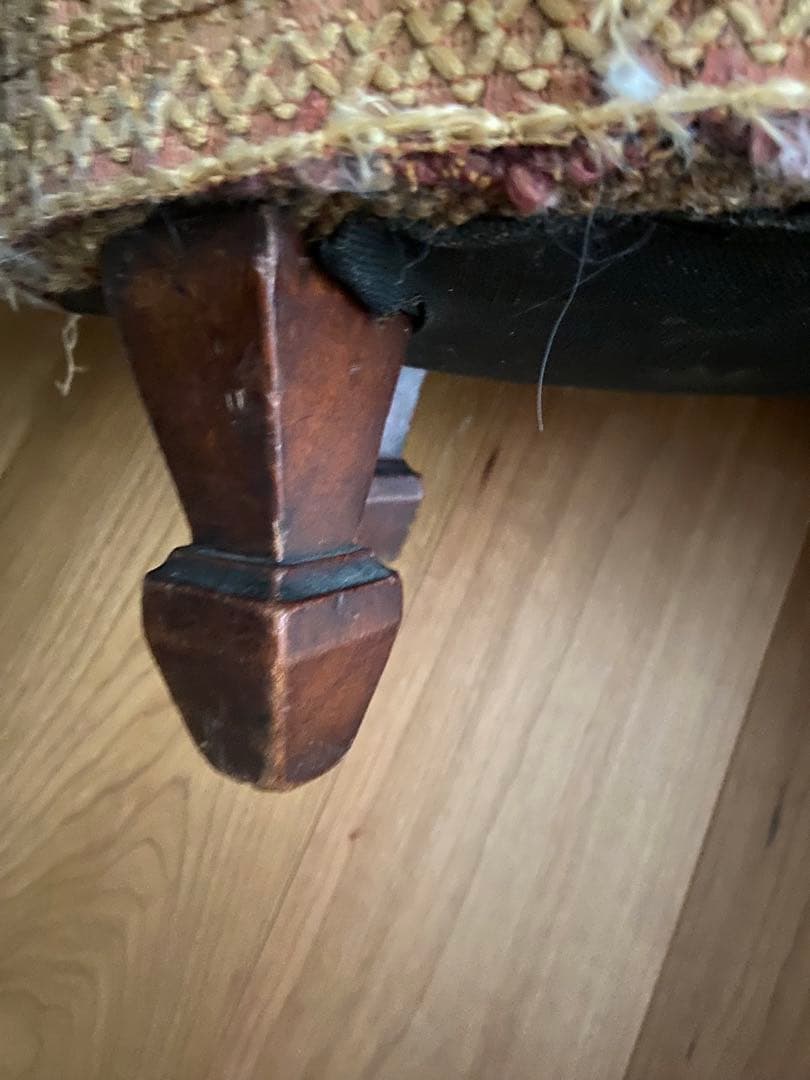 プチポワン　フランス　アンティーク　フットスツール　オットマン