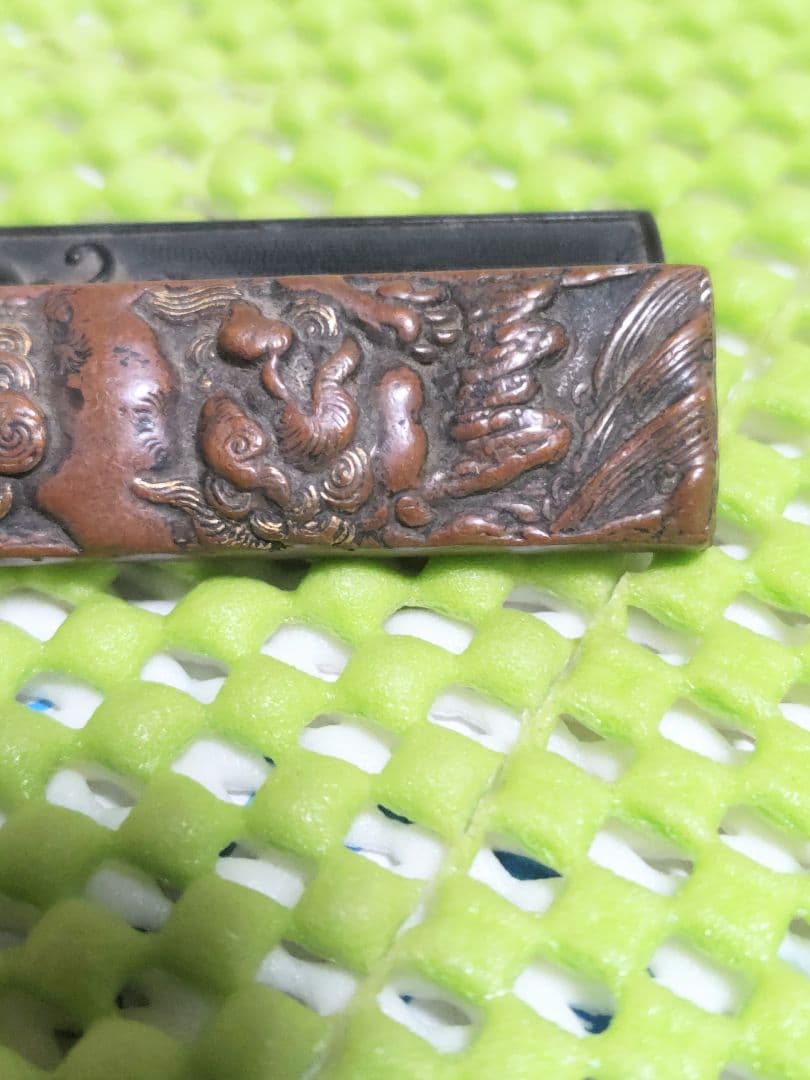 刀装具 小柄袋 小柄 獅子彫刻 名工柳川直春作