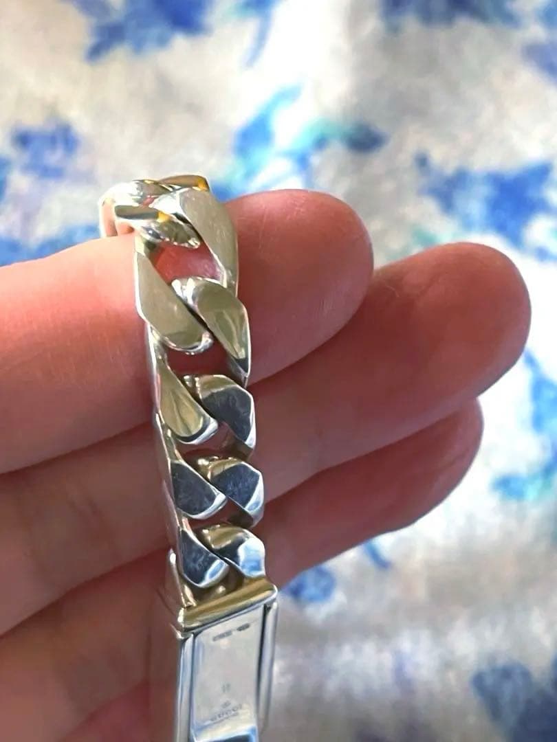 シルバー 喜平ブレスレット ロック式18cm幅1cm極美品