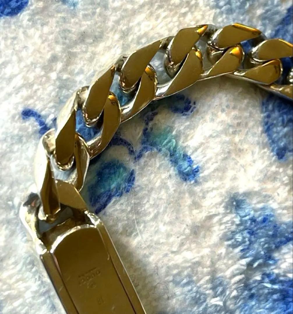 シルバー 喜平ブレスレット ロック式18cm幅1cm極美品