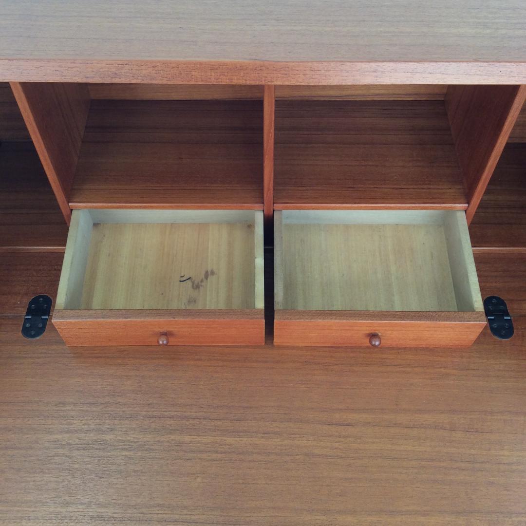 ライティングビューロー W90 マグネット式扉 引出し2ヵ所 ブラウン系