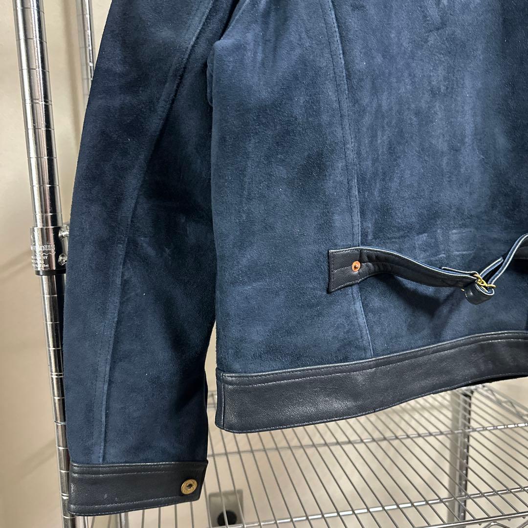 インディゴブルー 1.4mm厚 ゴートレザー 頭層スエード Type3 M