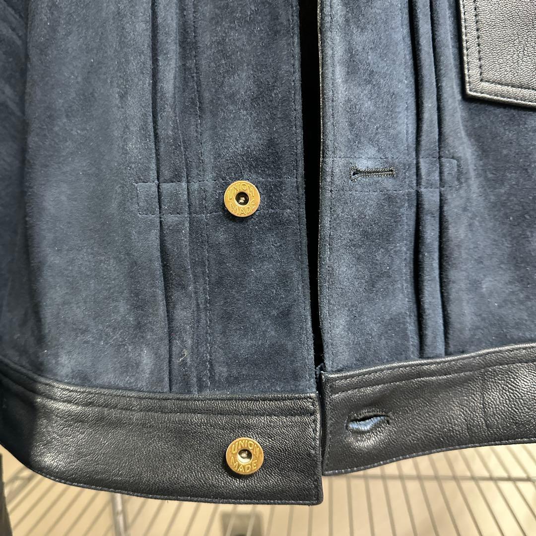 インディゴブルー 1.4mm厚 ゴートレザー 頭層スエード Type3 M