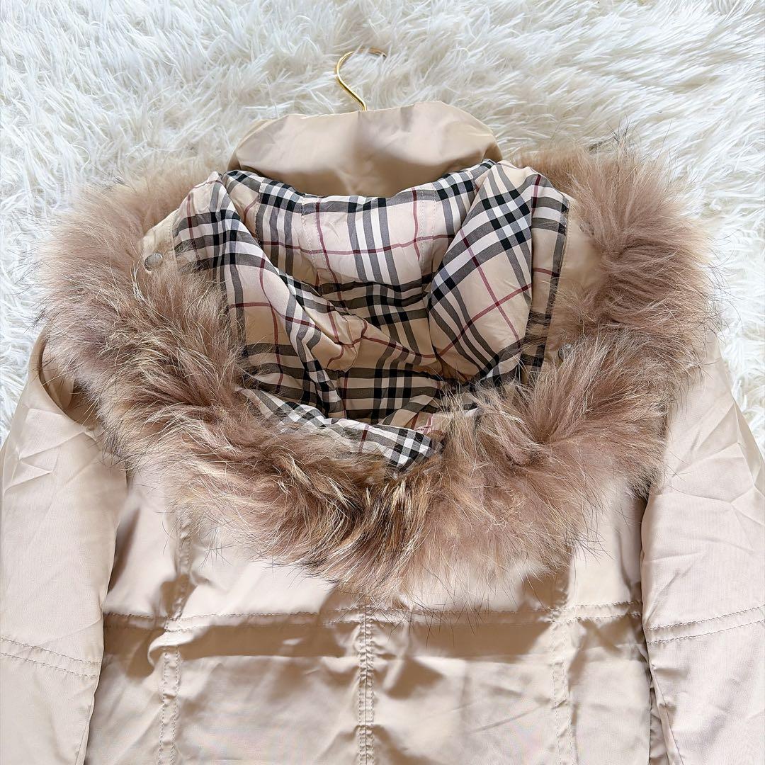 バーバリーロンドン】ファーフード3WAYダウンコート ベージュノバ