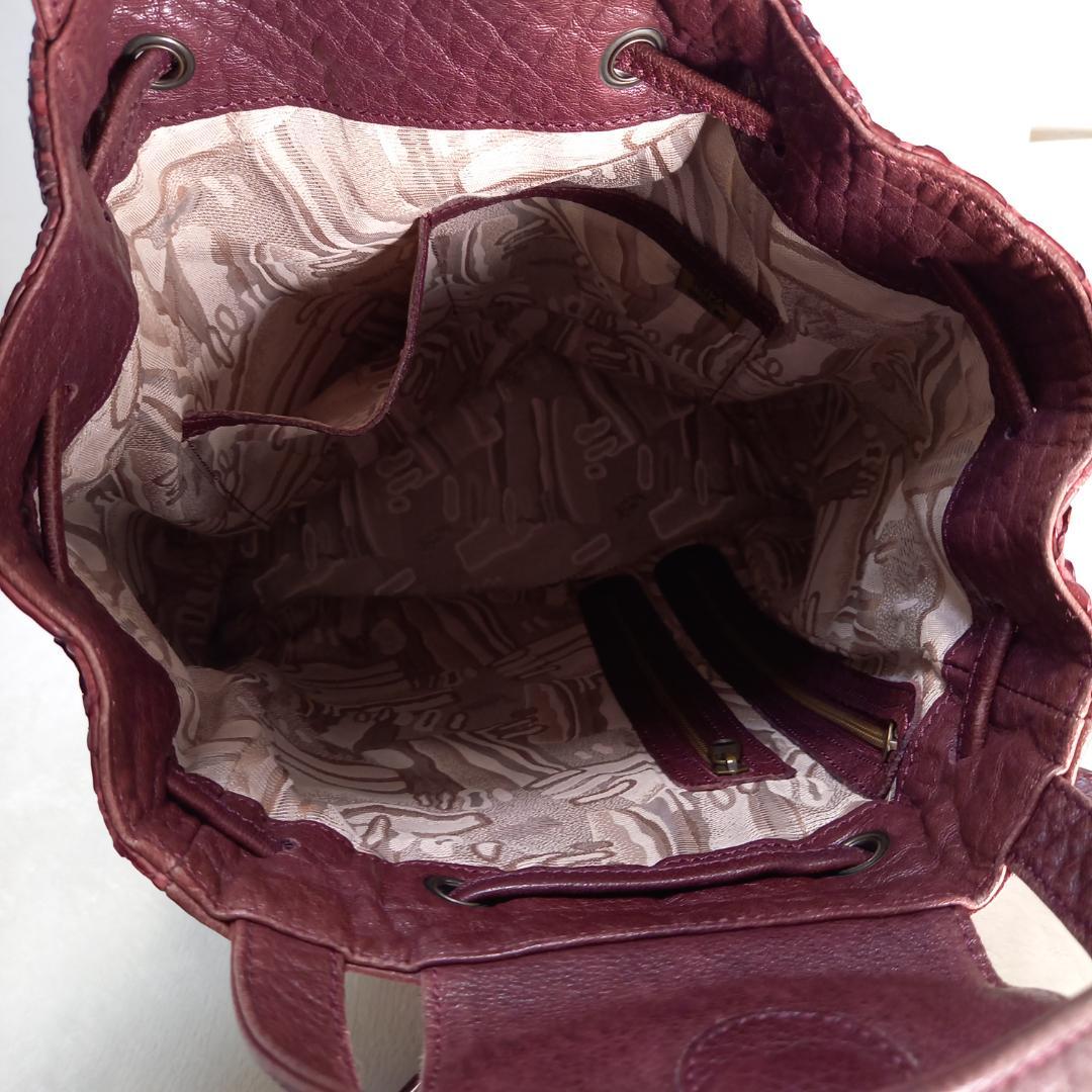 美品✨イビサ リアルパイソン 2way リュック バックパック ボルドー ヘビ革