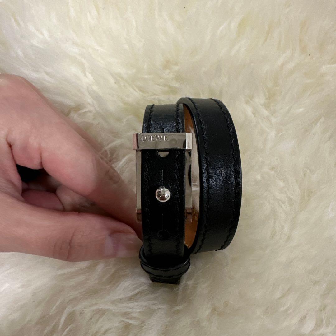 LOEWE 黒 レザーブレスレット 二重巻き