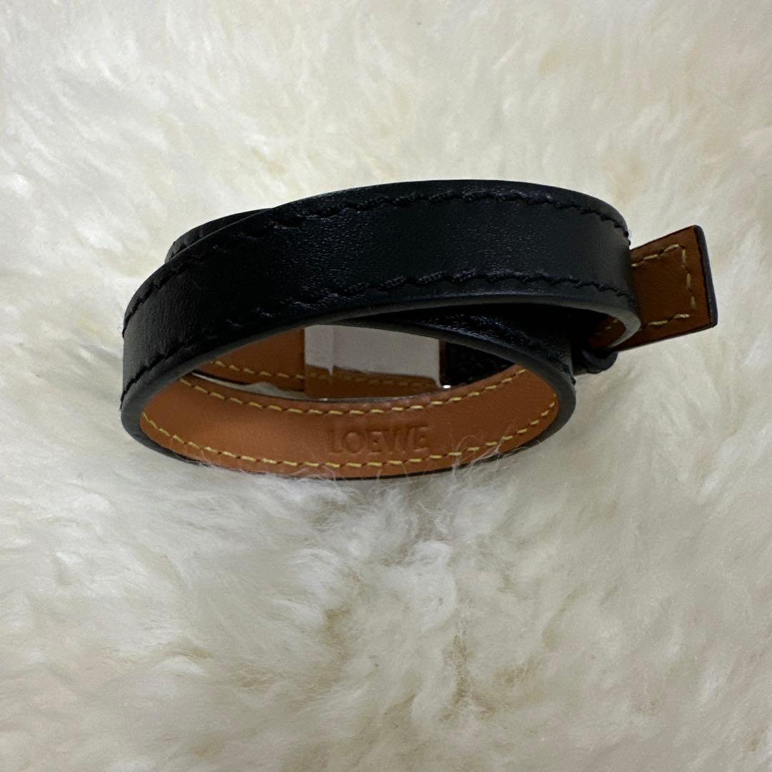 LOEWE 黒 レザーブレスレット 二重巻き
