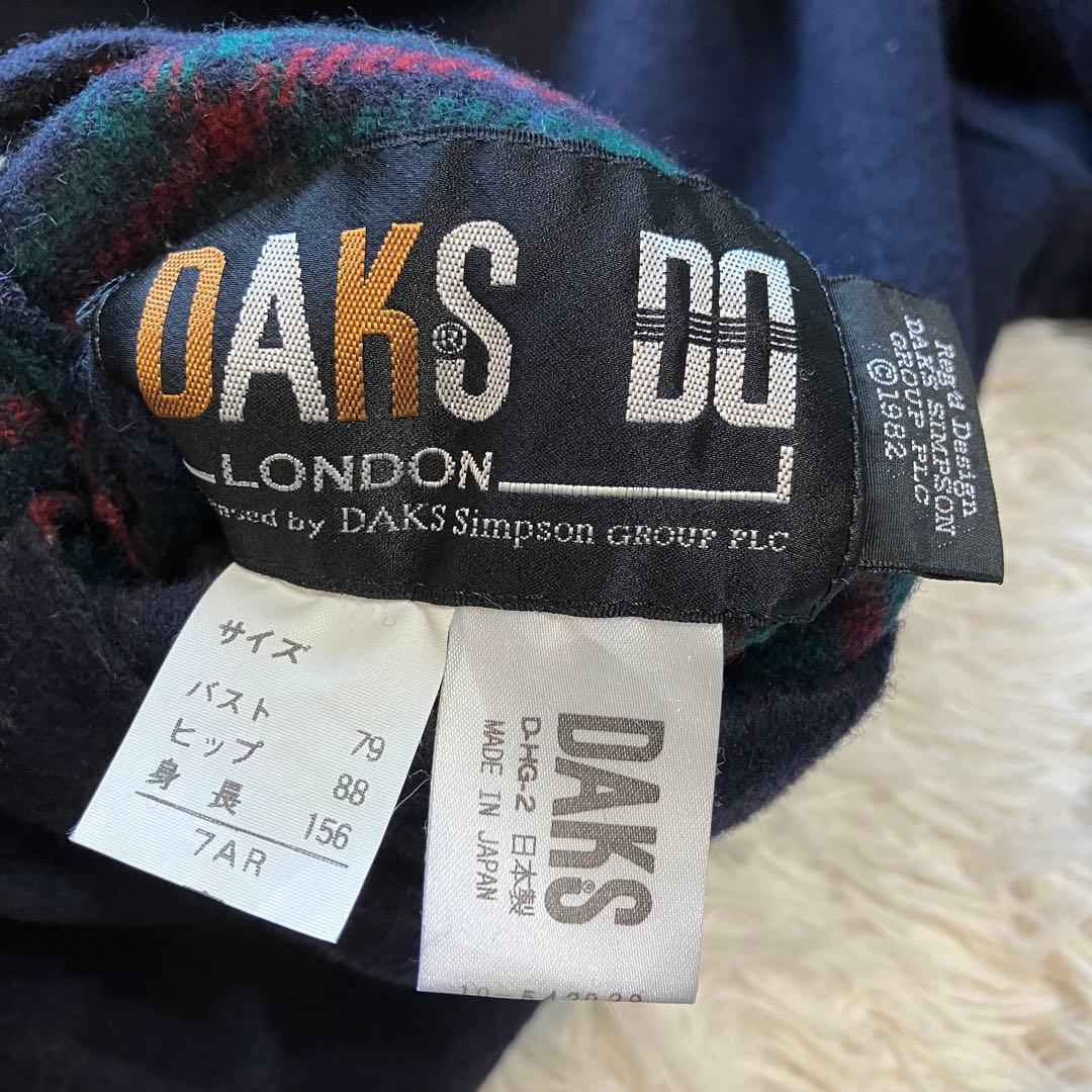 DAKS ダックス リバーシブルコート ダブル チェック ネイビー ミドル丈