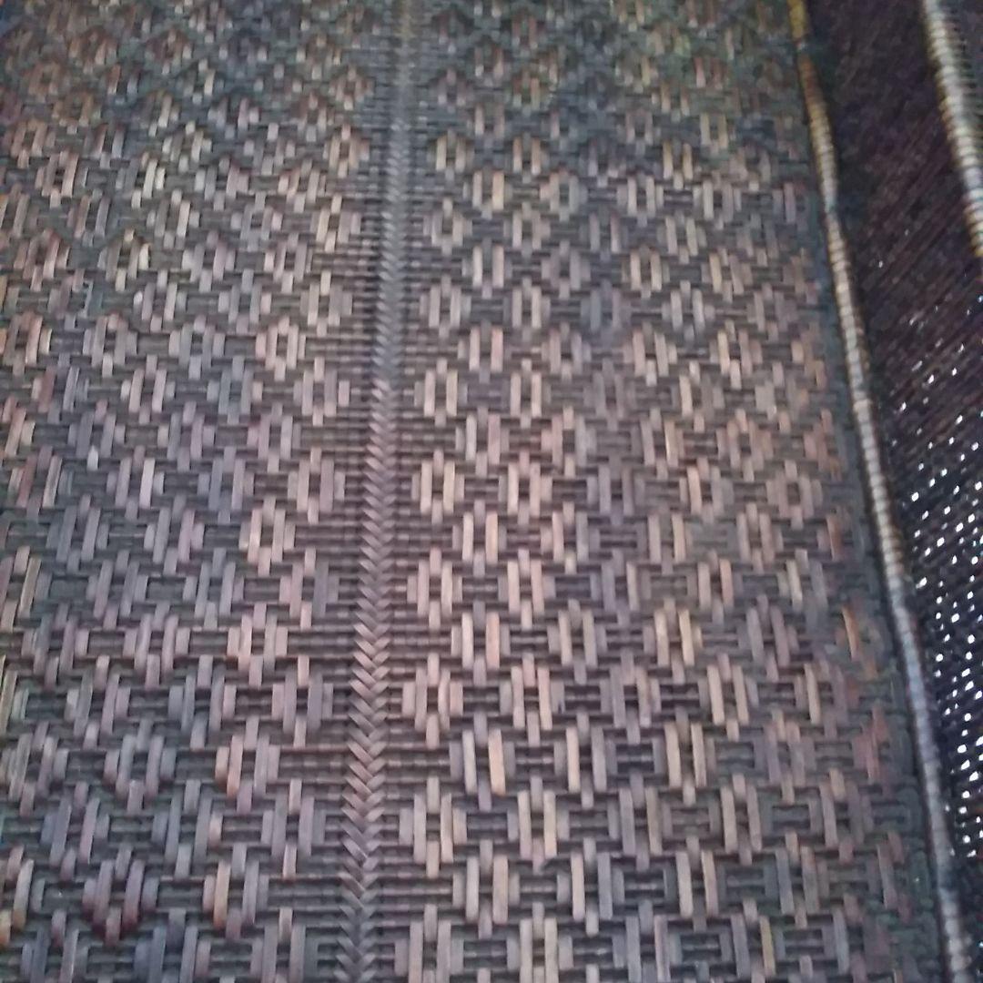 年代不明！両取手付き竹かご！籐籠 竹籠 竹細工 竹編みカゴ 小物入れ！経年美品！