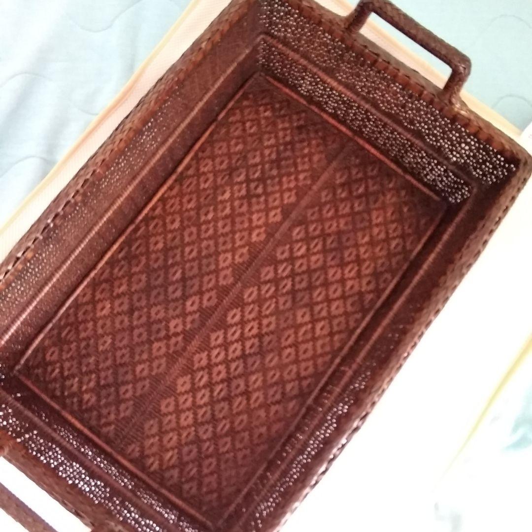 年代不明！両取手付き竹かご！籐籠 竹籠 竹細工 竹編みカゴ 小物入れ！経年美品！