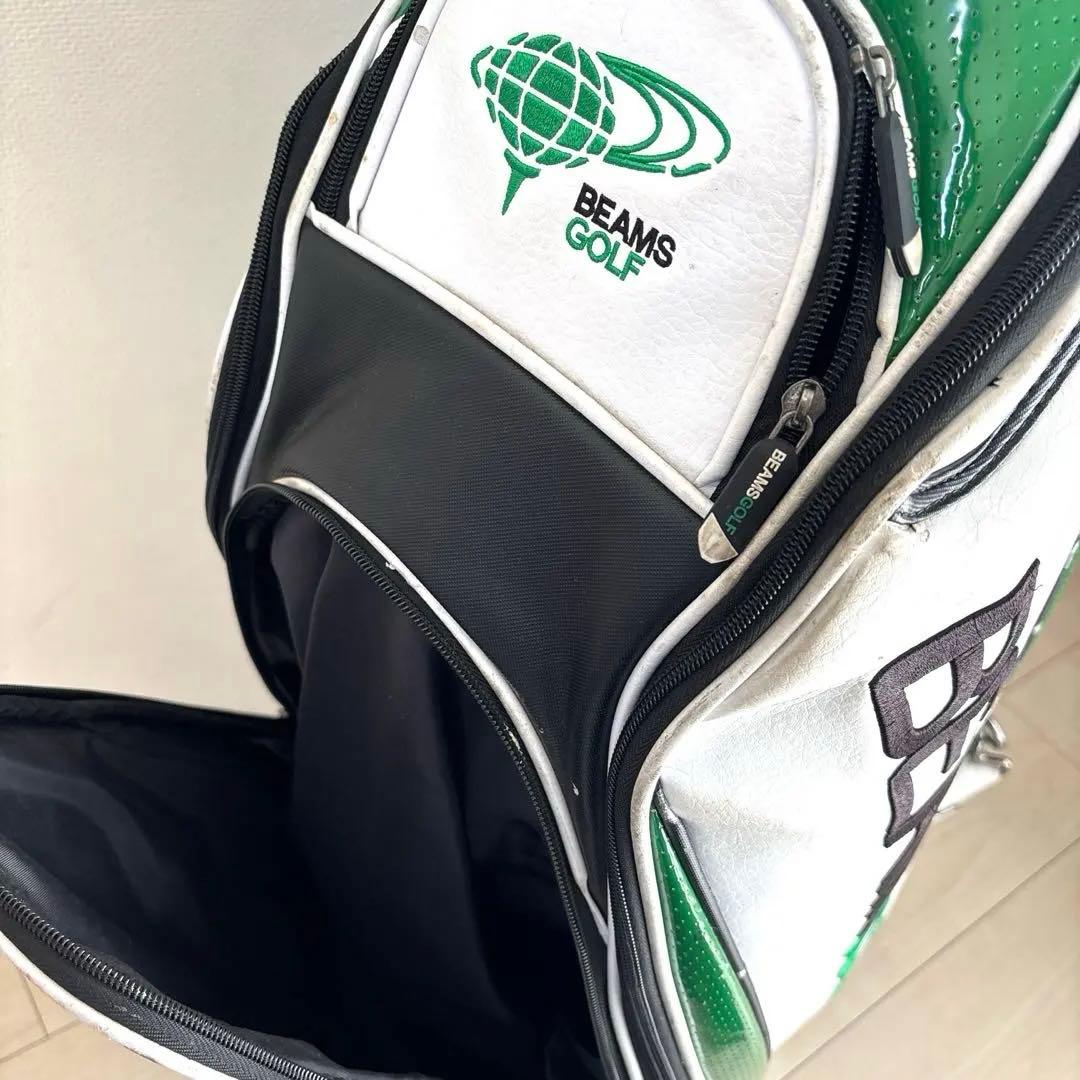 お値下げ！ビームスゴルフキャディバッグケース白緑beams BEAMS GOLF