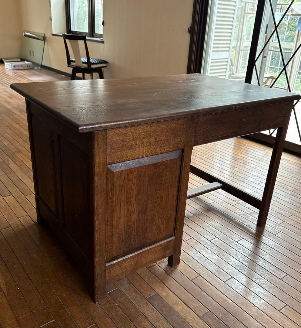 オーク無垢材 片袖書斎デスク 木良久 フランダースの家具やさん 幅117cm