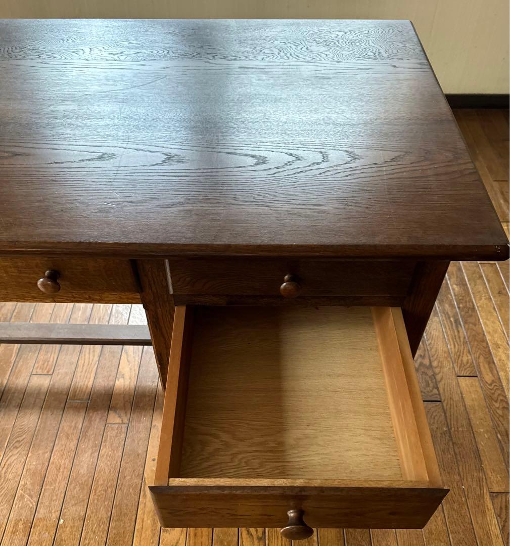 オーク無垢材 片袖書斎デスク 木良久 フランダースの家具やさん 幅117cm