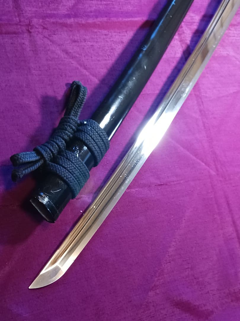 肥後拵え、居合用模造刀、本木　本鮫革　車輪鍔　樋入り砂型刀身 (訳有り価格)