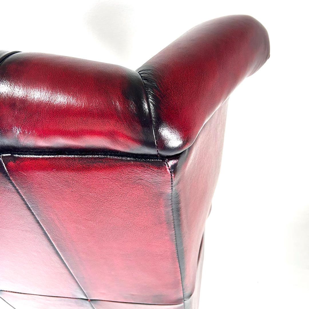 【送料無料】ソファ 本革 1人掛け　ウィングバック チェスターフィールド