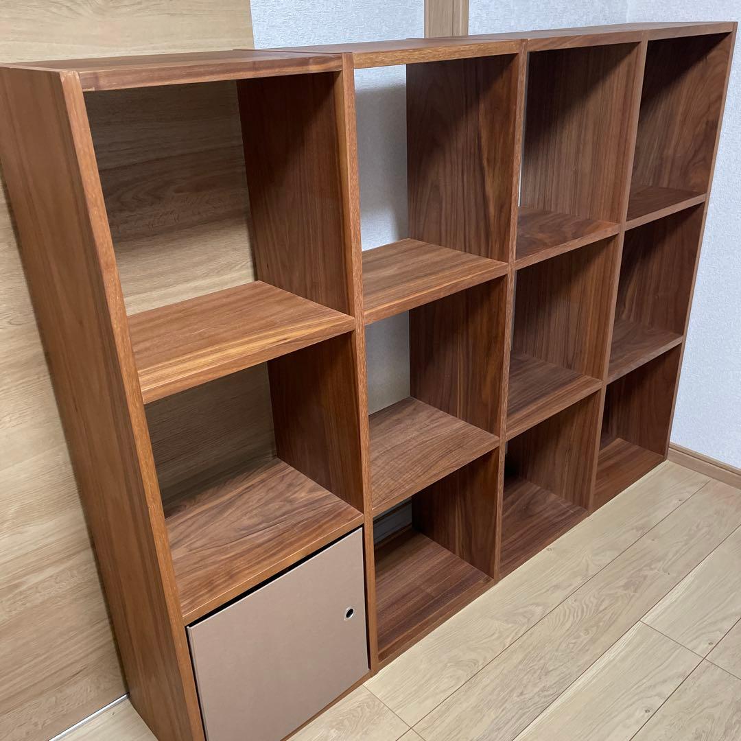 送料込　MUJI 無印良品スタッキングシェルフ 4×3ウォールナット　ＦＬＡＰ付