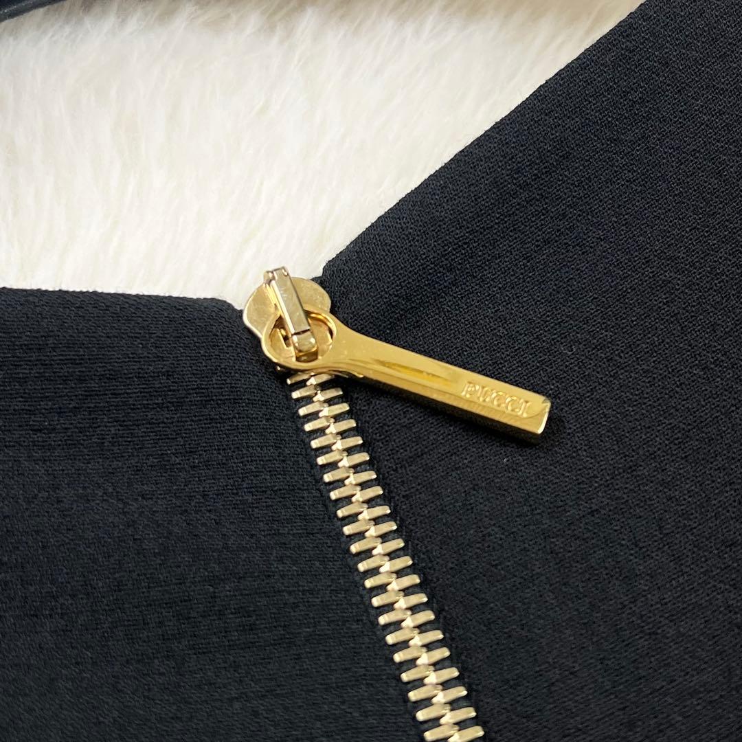 【エミリオプッチ】ウールバックジップフォーマルワンピース☆スクエアネック☆黒☆M