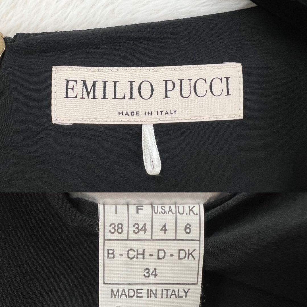 【エミリオプッチ】ウールバックジップフォーマルワンピース☆スクエアネック☆黒☆M