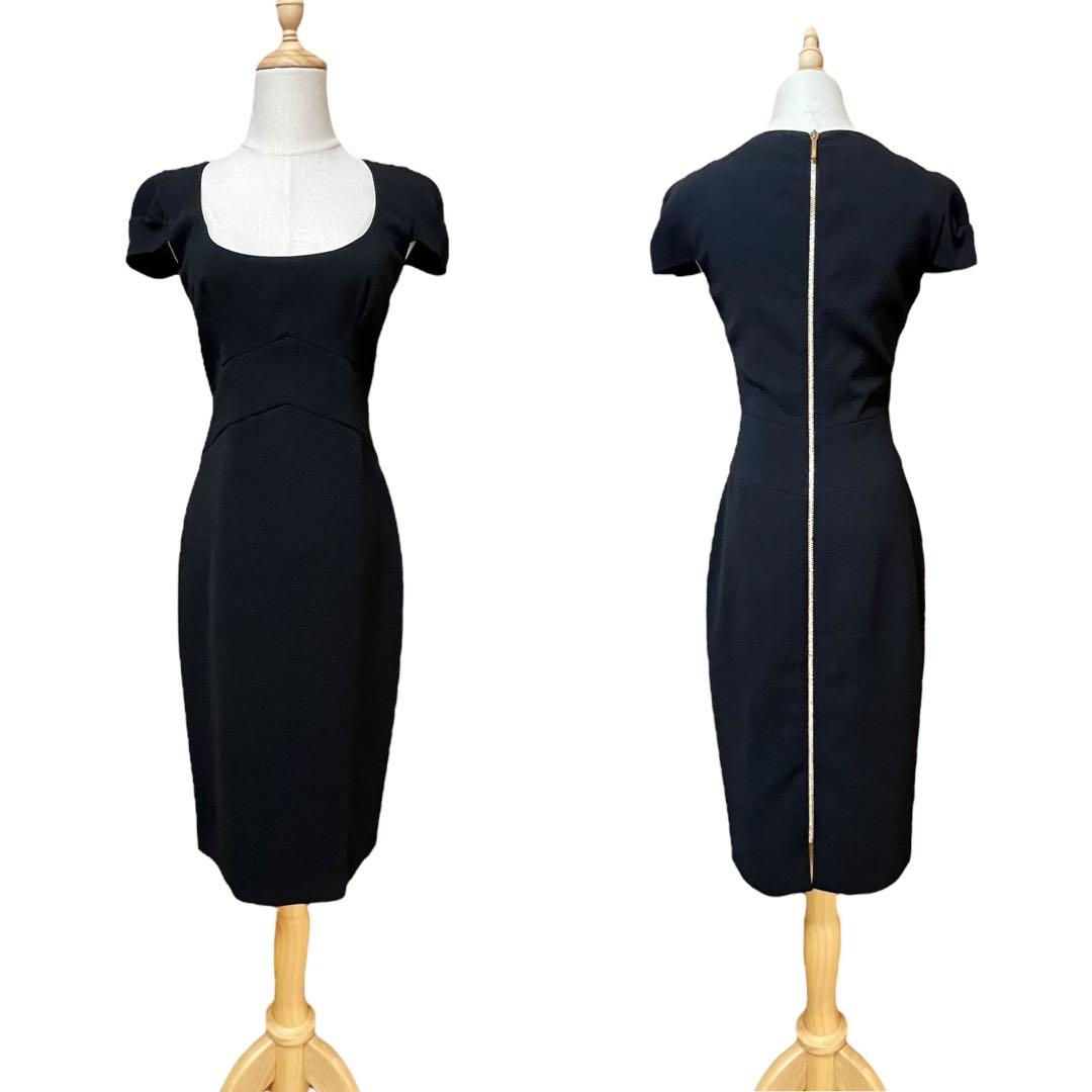 【エミリオプッチ】ウールバックジップフォーマルワンピース☆スクエアネック☆黒☆M