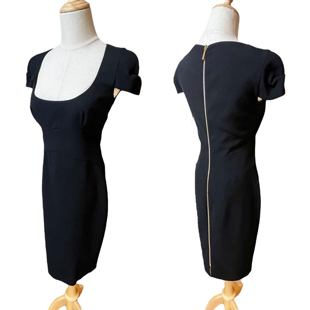 【エミリオプッチ】ウールバックジップフォーマルワンピース☆スクエアネック☆黒☆M